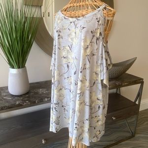 Honey Me light blue and yellow floral cold shoulder blouse. XXL